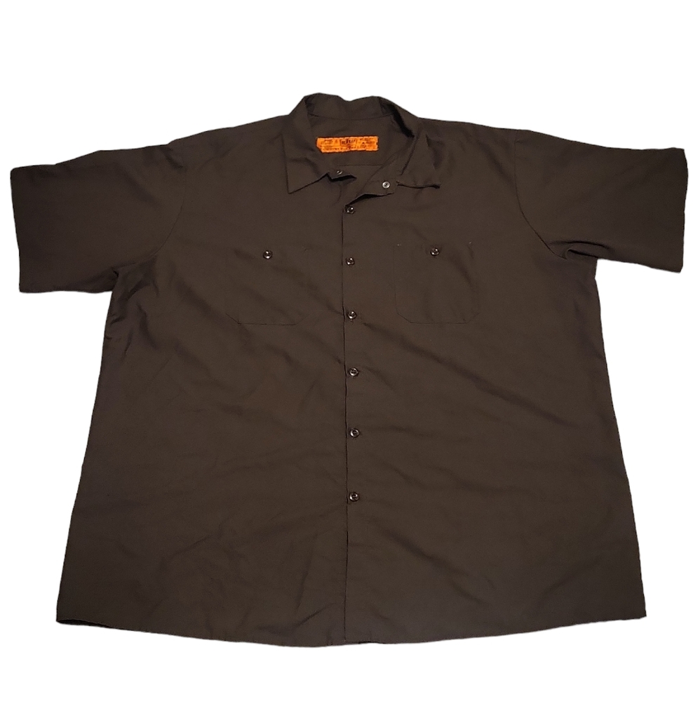 Red Kap Men's Short Sleeve Industrial Brown 3XL Work Shirt 2 Pocket Plus